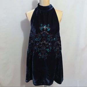 Free People NWT Blue Combo Halter Dress Various